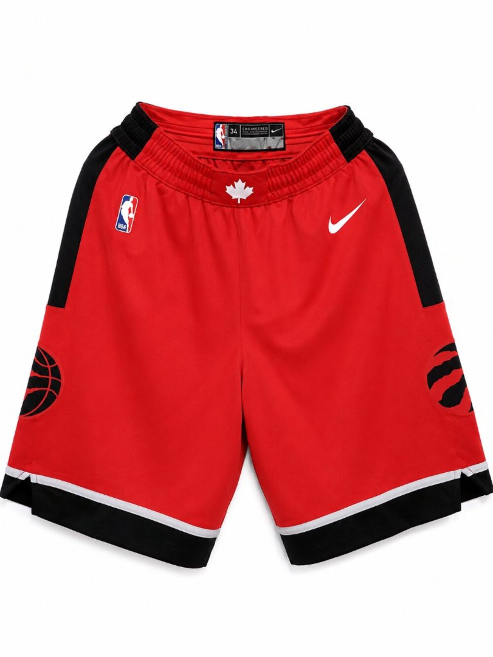 Nike NBA Toronto Raptors Authentic Basketball Shorts Red Black Men's Size 34